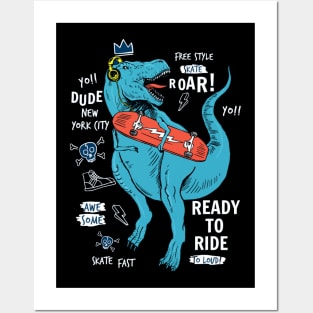 Skateboard Dinosaur Posters and Art